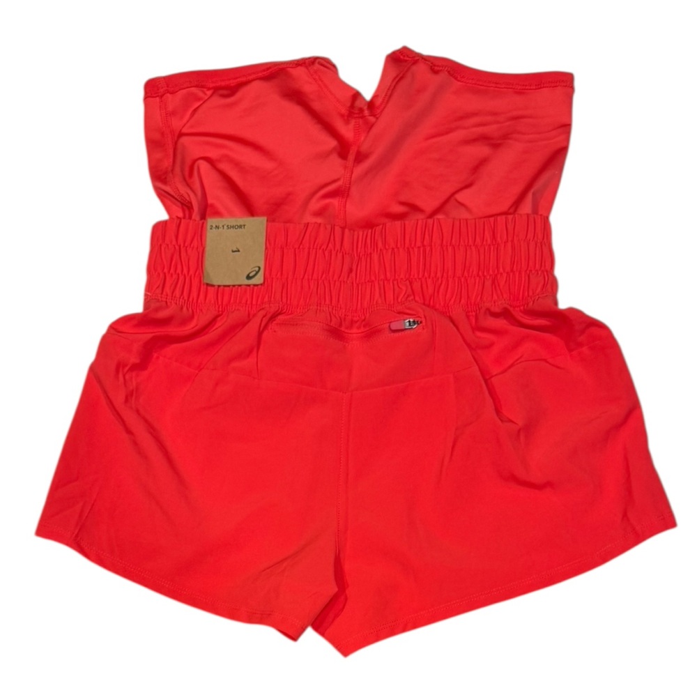 ASICS 2-N-1 Short Built In Short Secure Pocket Activewear Running Coral NWT XS - Picture 6 of 12